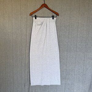Poleci Heather Gray Stretch Jersey Drape Front Pull On Maxi Skirt Size Small